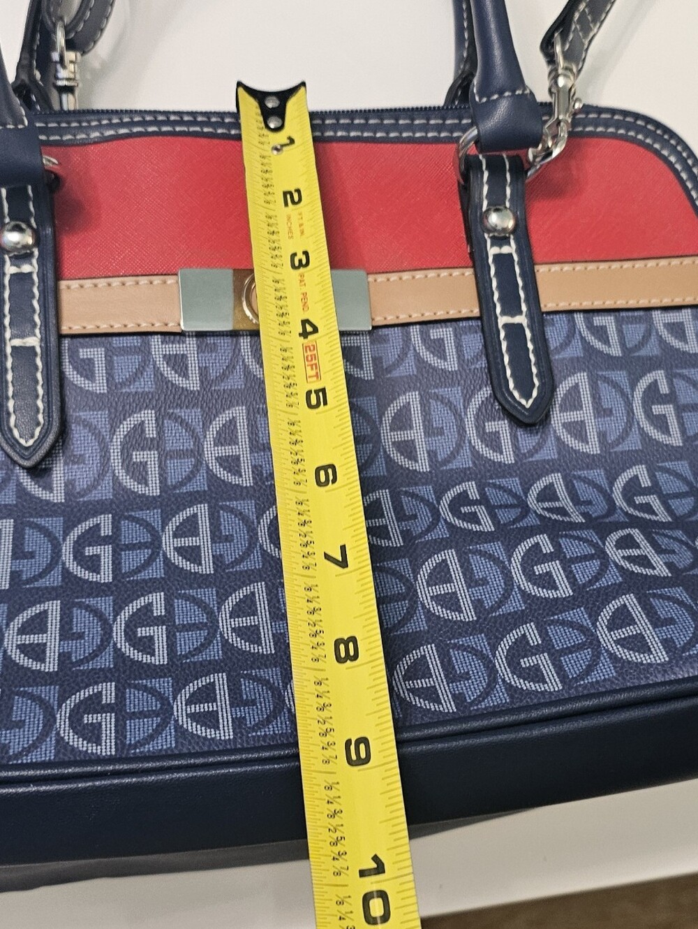 NWOT Giani Bernini Monogram Satchel Purse Blue Colorblock Shoulder Bag Handbag - Picture 7 of 7